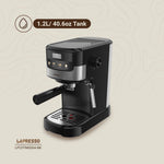 ماكينة الإسبريسو Lepresso Suprema السوداء بشاشة لمس وعصا تبخير حليب