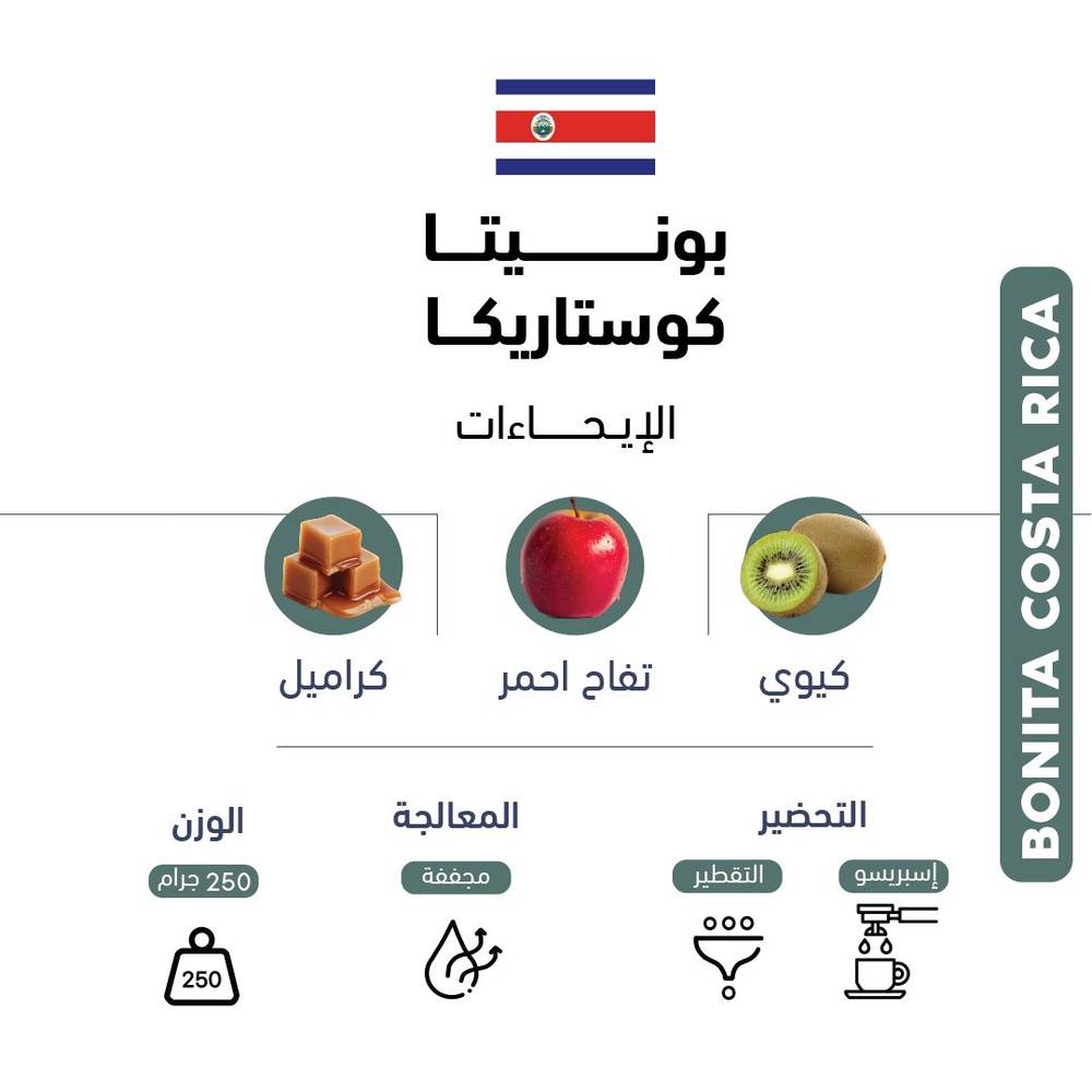 كيس قهوة كودا بونيتا كوستاريكا 250 غرام حبوب كاملة