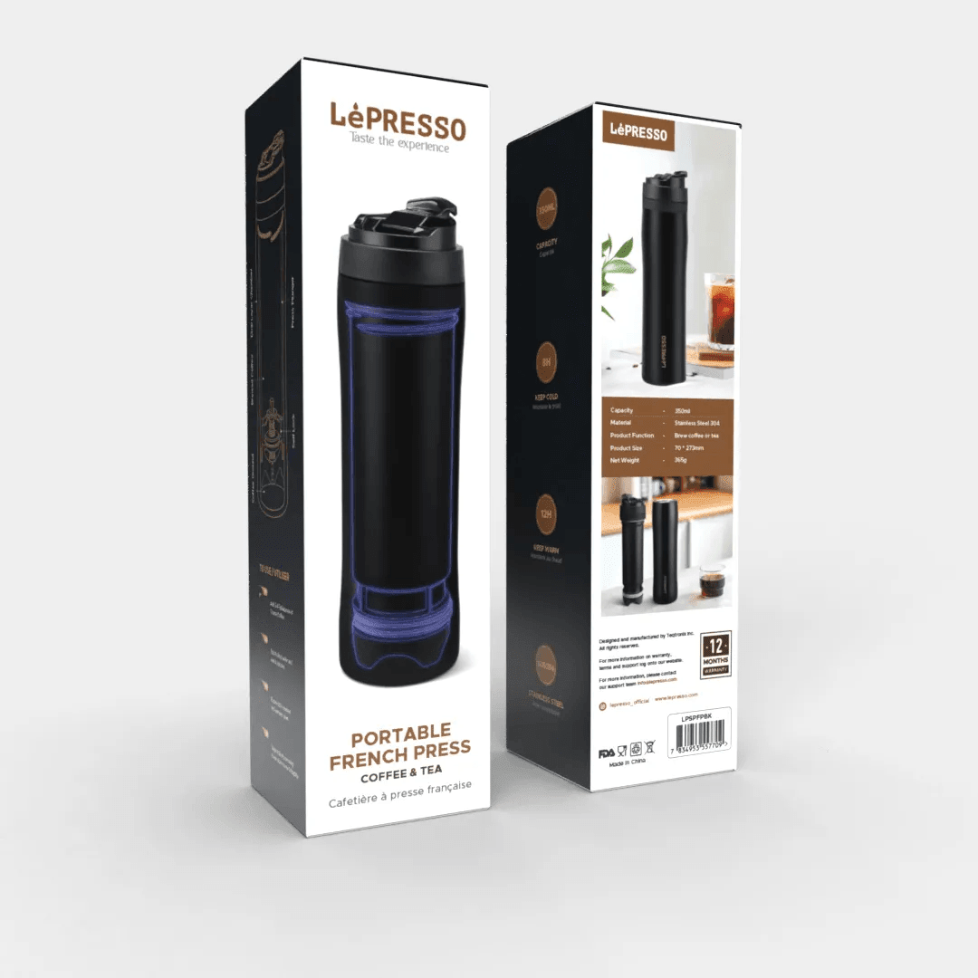 فرنش برس محمول أسود من الستانلس ستيل بسعة 350 مل من Lepresso