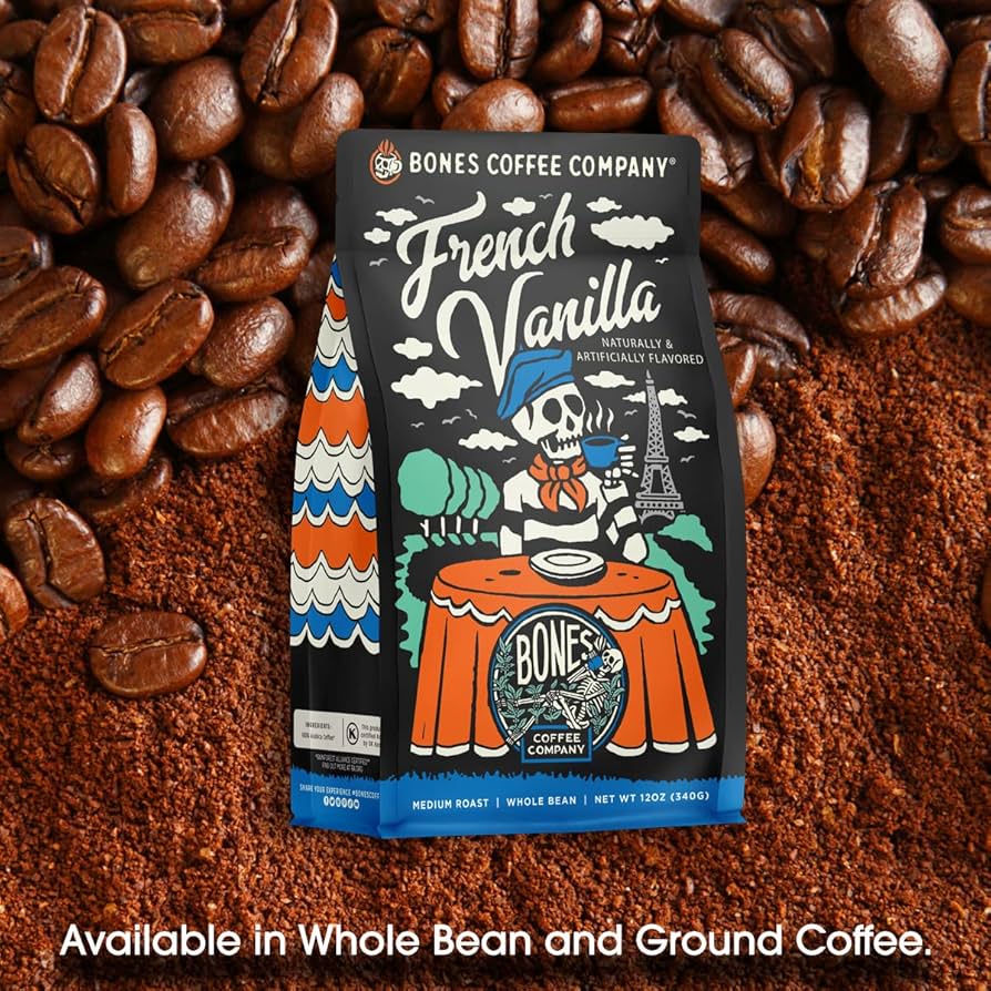 كيس قهوة Bones Coffee بنكهة الفانيليا الفرنسية 340 جم