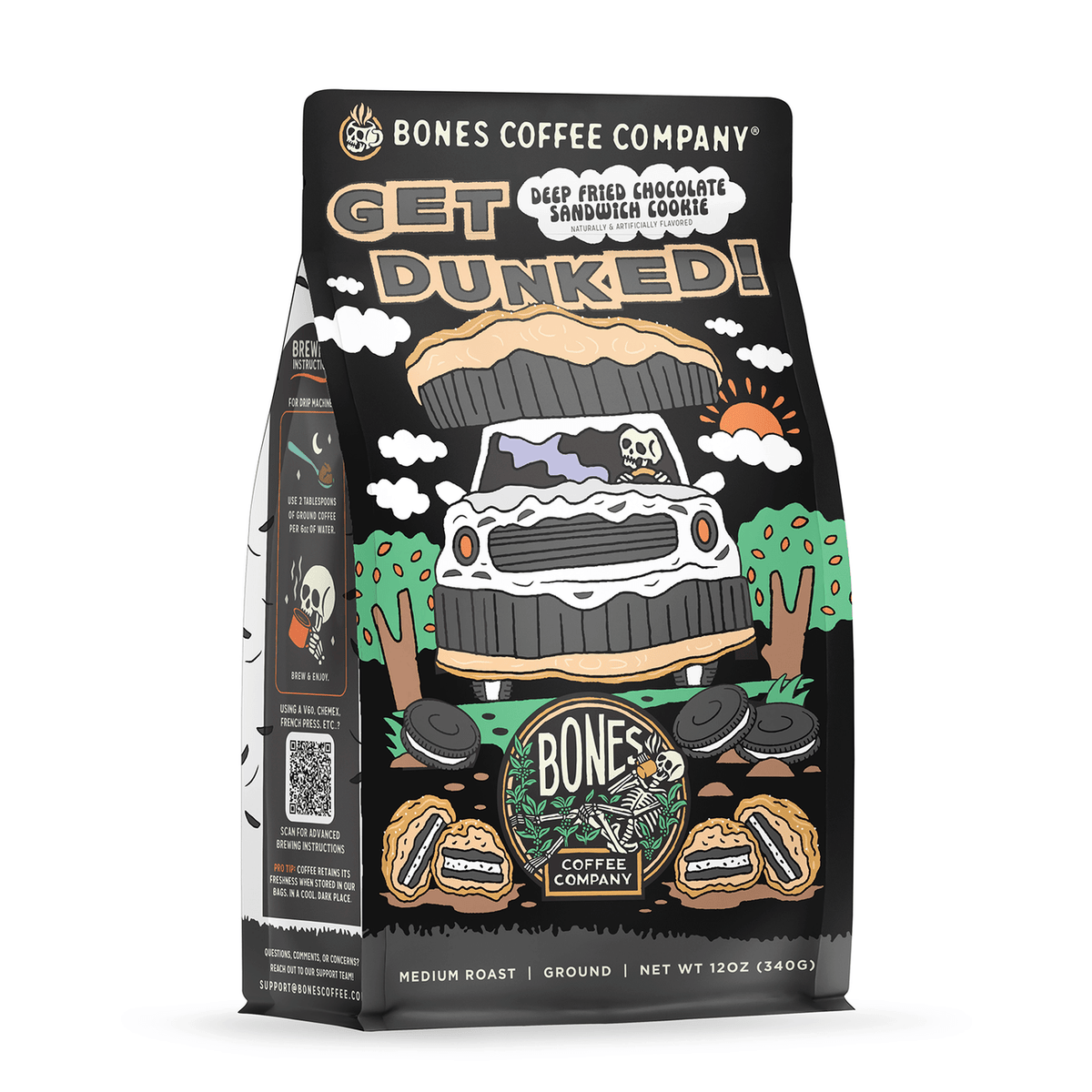 عبوة قهوة Bones Coffee Get Dunked مطحونة 340 جم بنكهة بسكويت الشوكولاتة