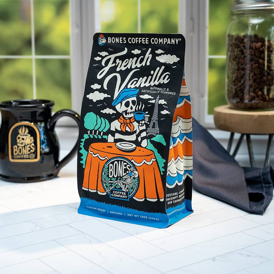 كيس قهوة Bones Coffee بنكهة الفانيليا الفرنسية 340 جم