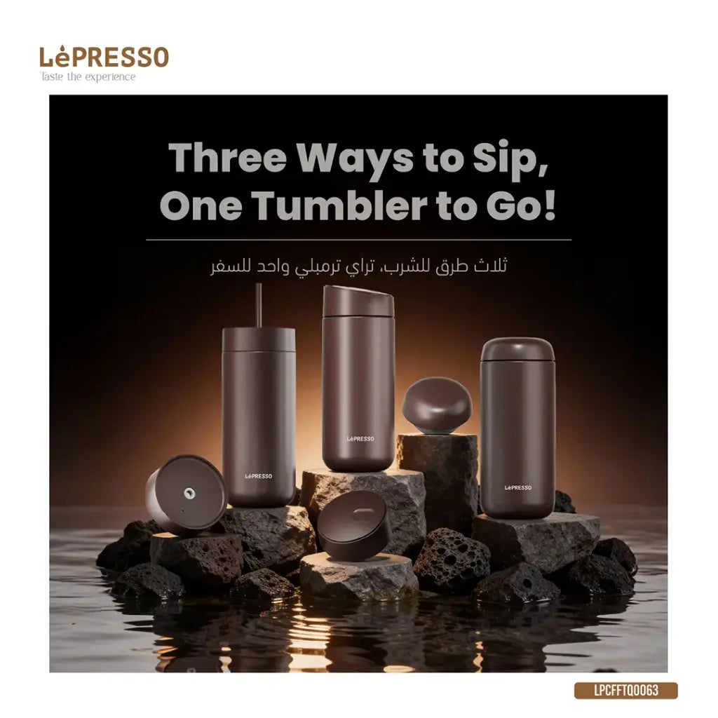 كوب حراري ليبريسو TripleQuench بجدار مزدوج وثلاثة أغطية 470 مل - بني خشبي