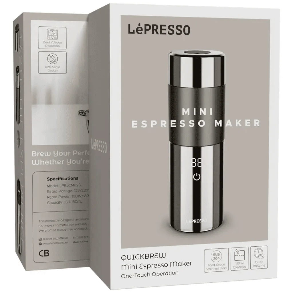 ماكينة ميني إسبرسو من Lepresso من الفولاذ المقاوم للصدأ مع تبخير الحليب