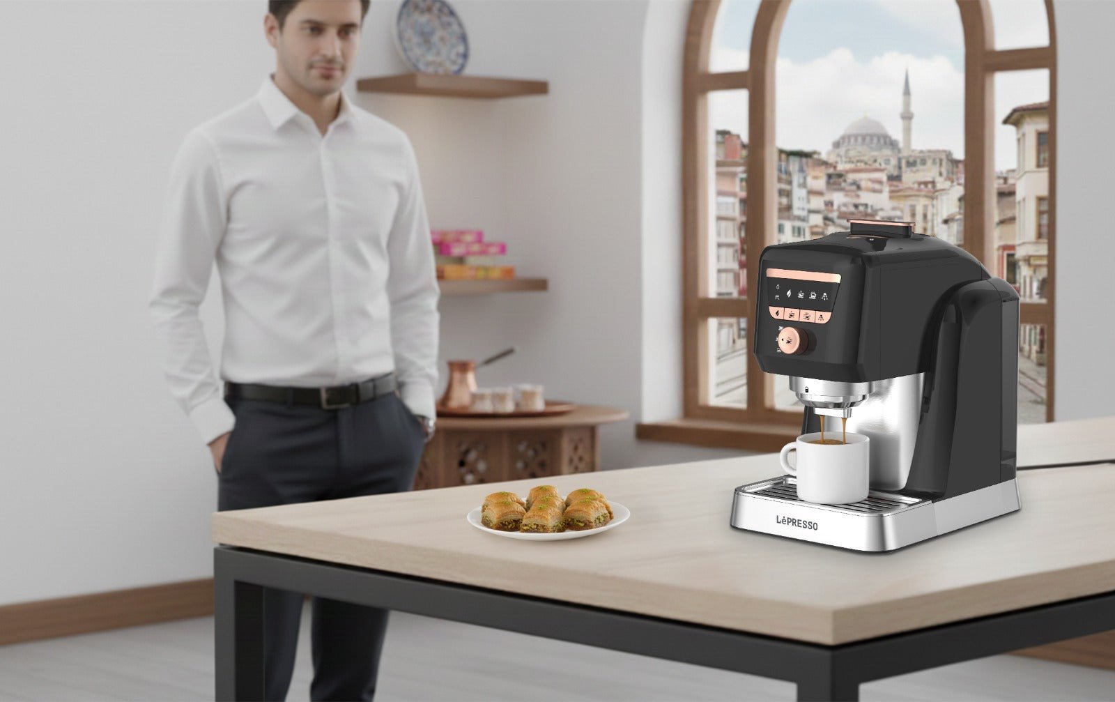 ماكينة القهوة التركية الأوتوماتيكية LePresso KaveMistique بشاشة رقمية