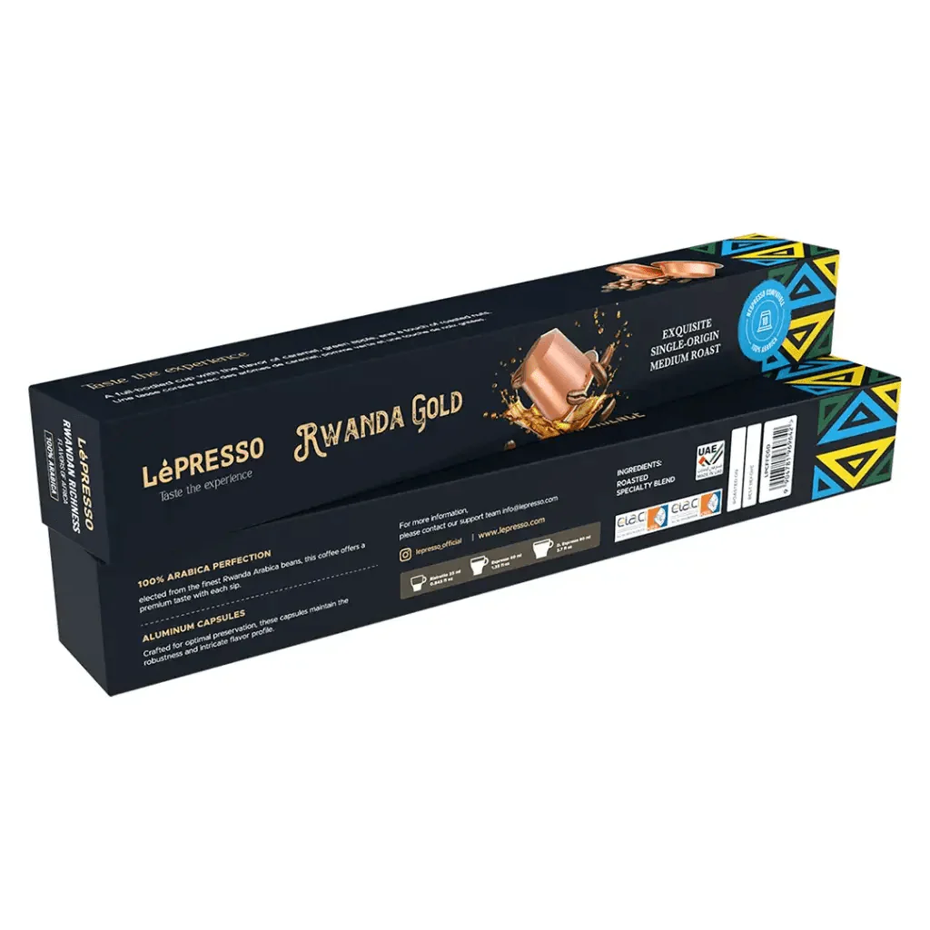 عبوة كبسولات قهوة Lepresso Rwanda الذهبية من مصدر واحد