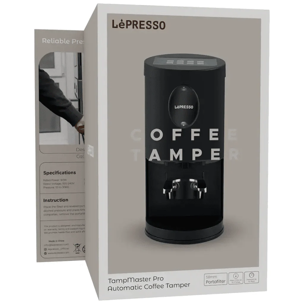 مكبس قهوة أوتوماتيكي TampMaster Pro أسود من LePresso مع بورتافلتر 58 ملم