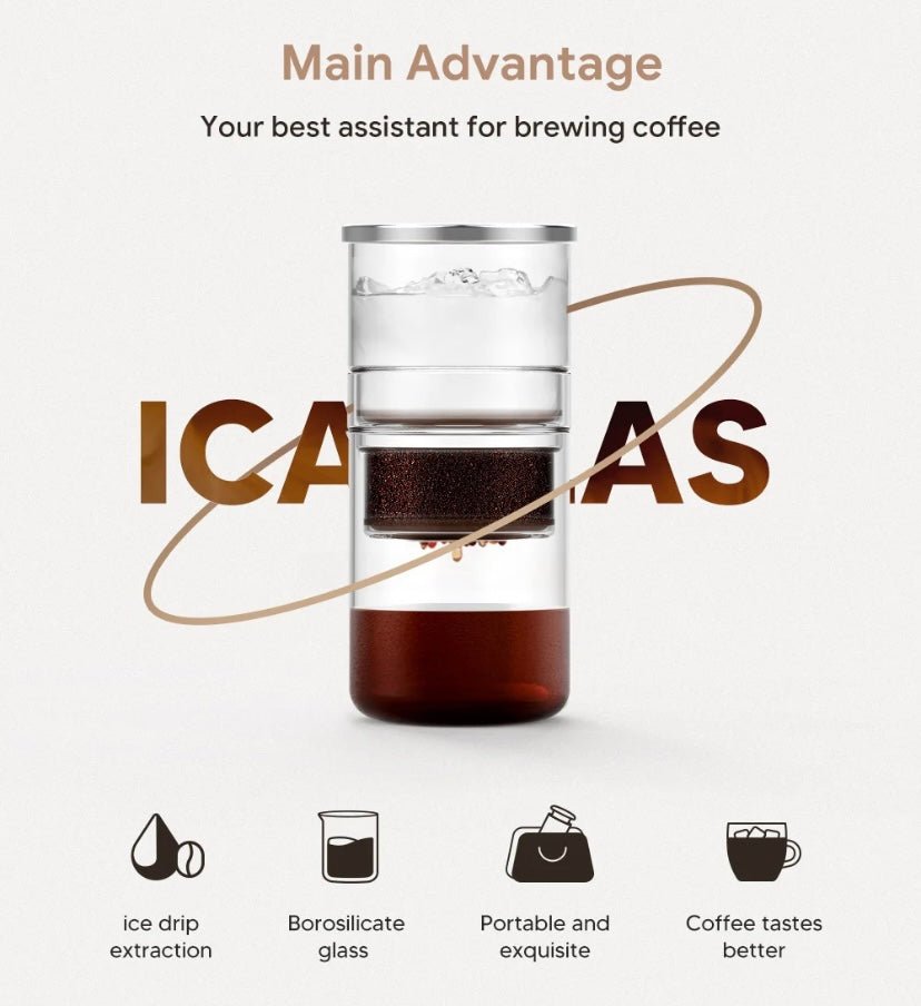 ماكينة قهوة باردة بالتقطير من iCafilas بزجاج بوروسيليكات وفلتر فولاذ مقاوم للصدأ