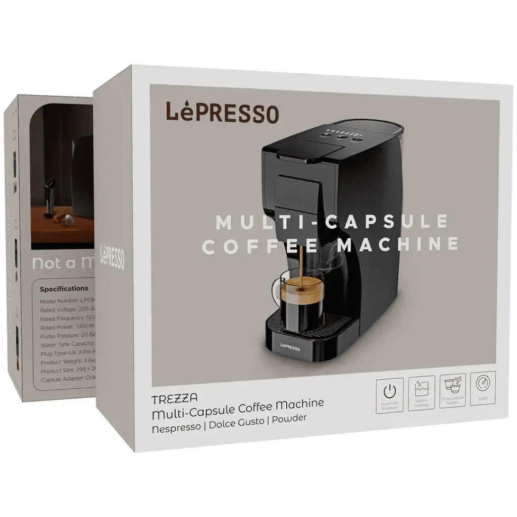ماكينة قهوة LePresso Trezza متعددة الكبسولات مع حوامل القهوة