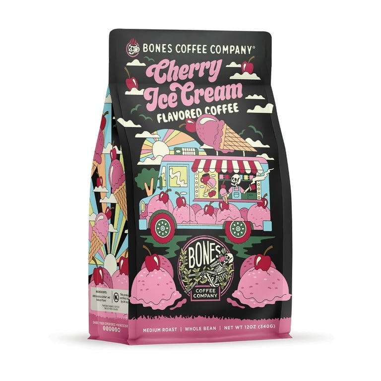 عبوة قهوة Bones Coffee بنكهة آيس كريم الكرز حبوب كاملة 340 جم