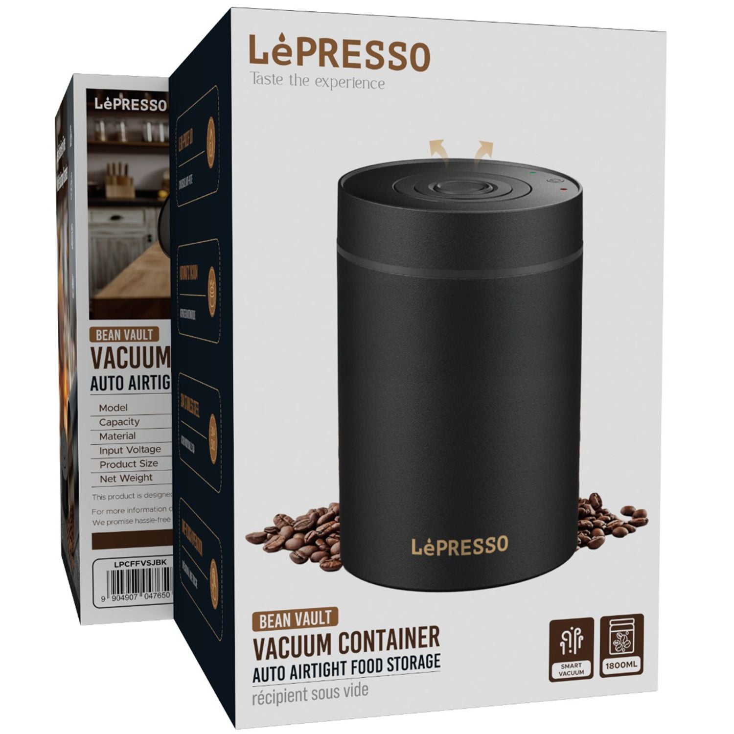 حافظة تفريغ الهواء 1800 مل من LePresso من الفولاذ المقاوم للصدأ