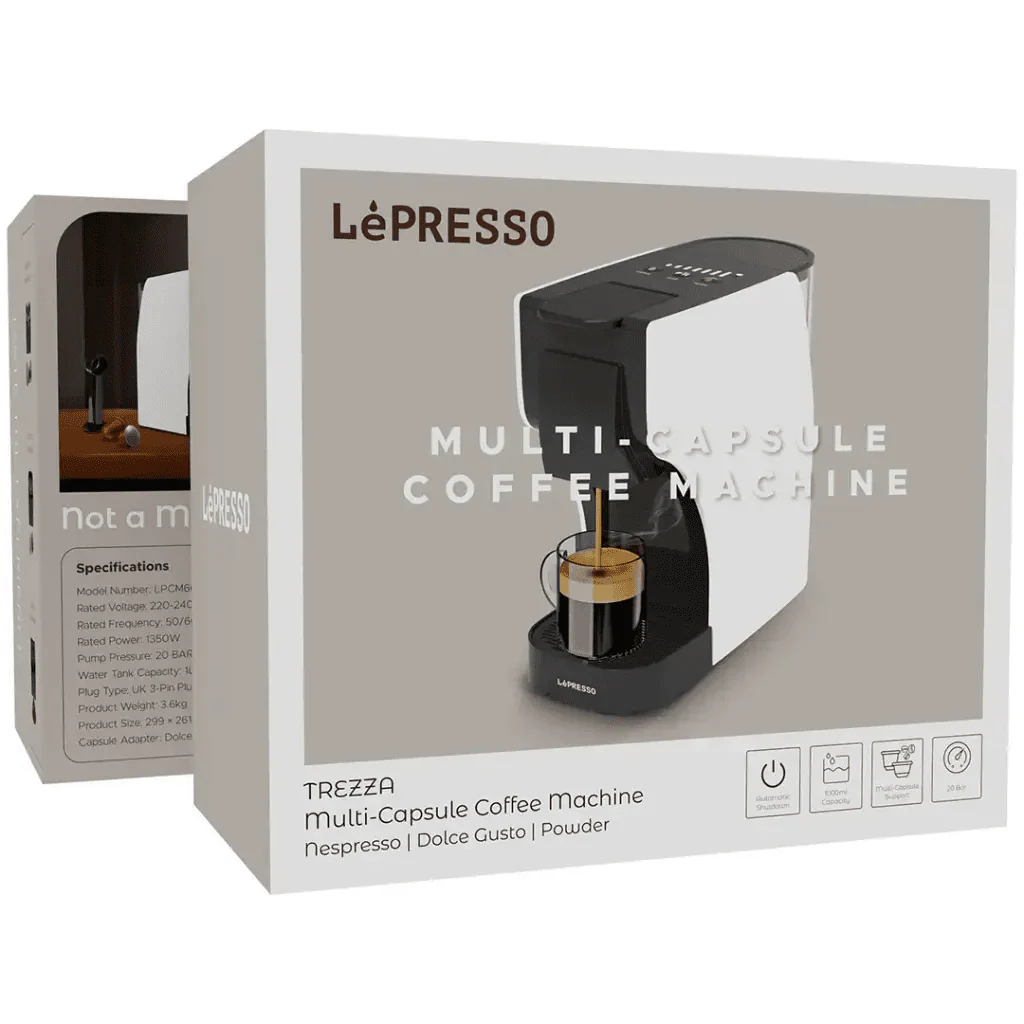 ماكينة قهوة LePresso Trezza متعددة الكبسولات مع حوامل القهوة