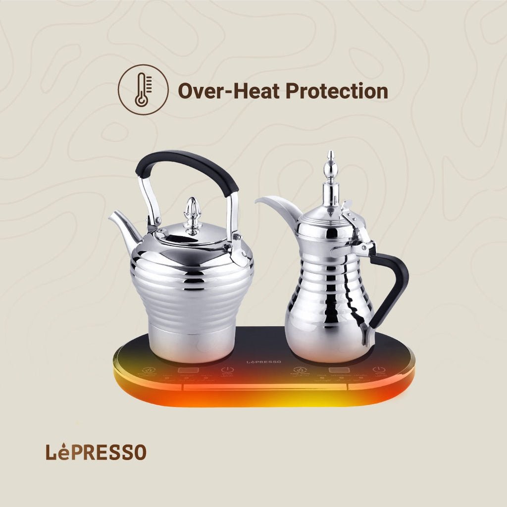 دلة كهربائية مزدوجة ذهبية للقهوة العربية والشاي من Lepresso