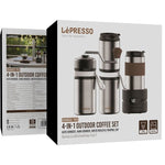 طقم القهوة المحمول 4 في 1 من LePresso مع طاحونة وغلاية