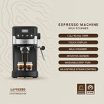 ماكينة الإسبريسو Lepresso Suprema السوداء بشاشة لمس وعصا تبخير حليب