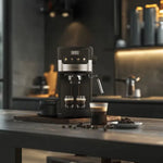 ماكينة الإسبريسو Lepresso Suprema السوداء بشاشة لمس وعصا تبخير حليب
