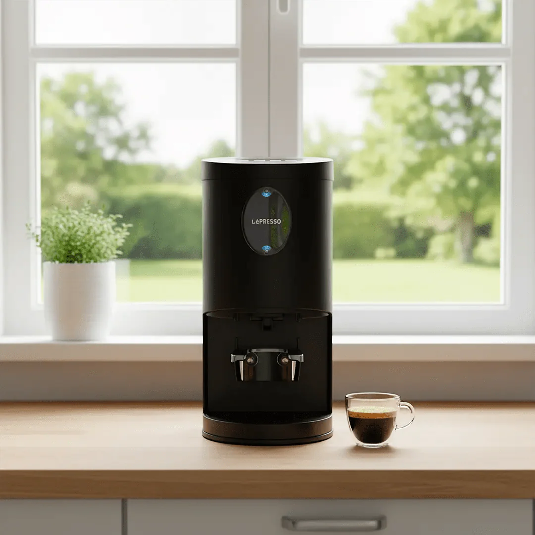 مكبس قهوة أوتوماتيكي TampMaster Pro أسود من LePresso مع بورتافلتر 58 ملم