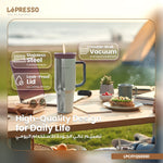 كوب LePresso معزول 1200 مل بجدار مزدوج مع مقبض وشفاط