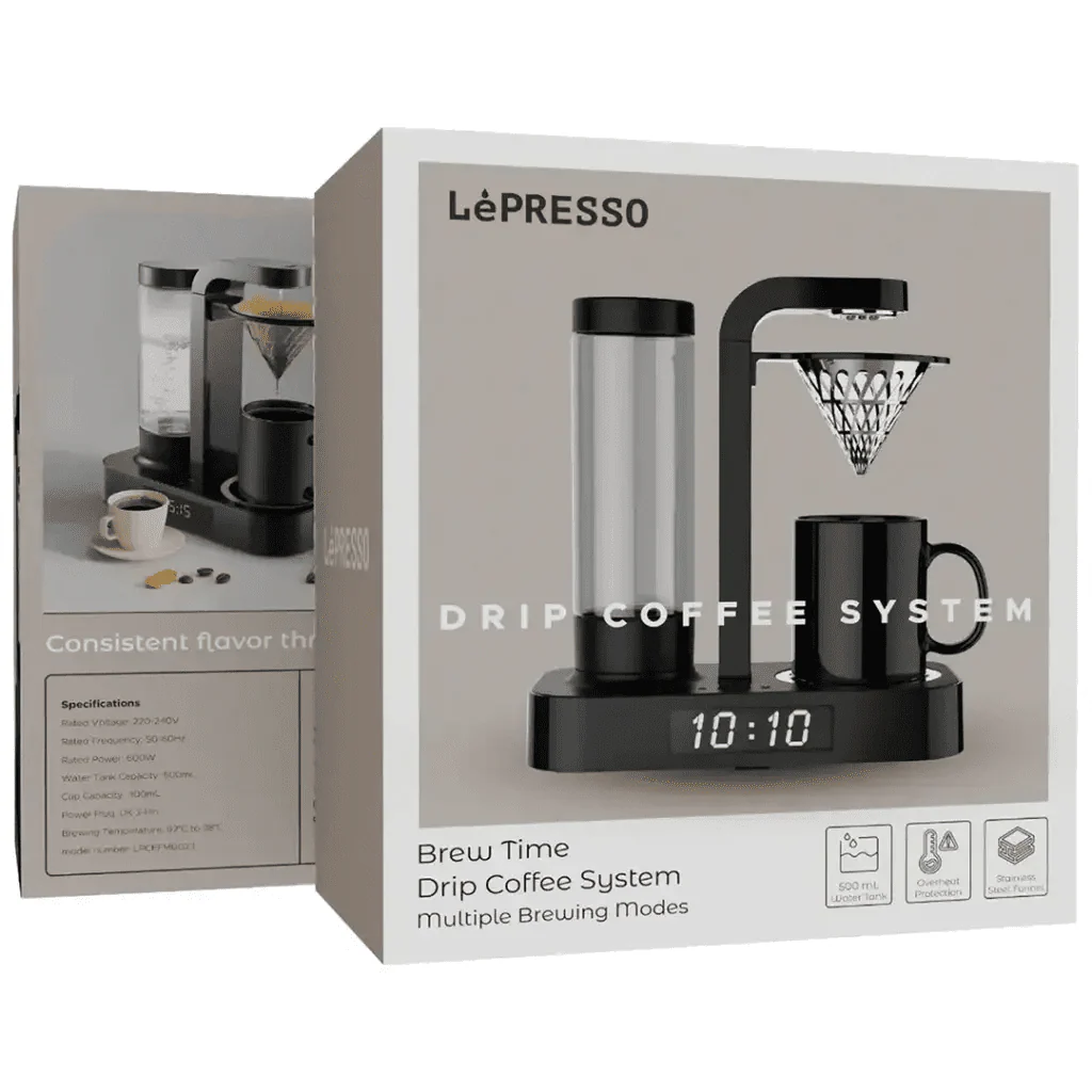 ماكينة Lepresso Brew Time للقهوة بالتنقيط مع كوب سيراميك