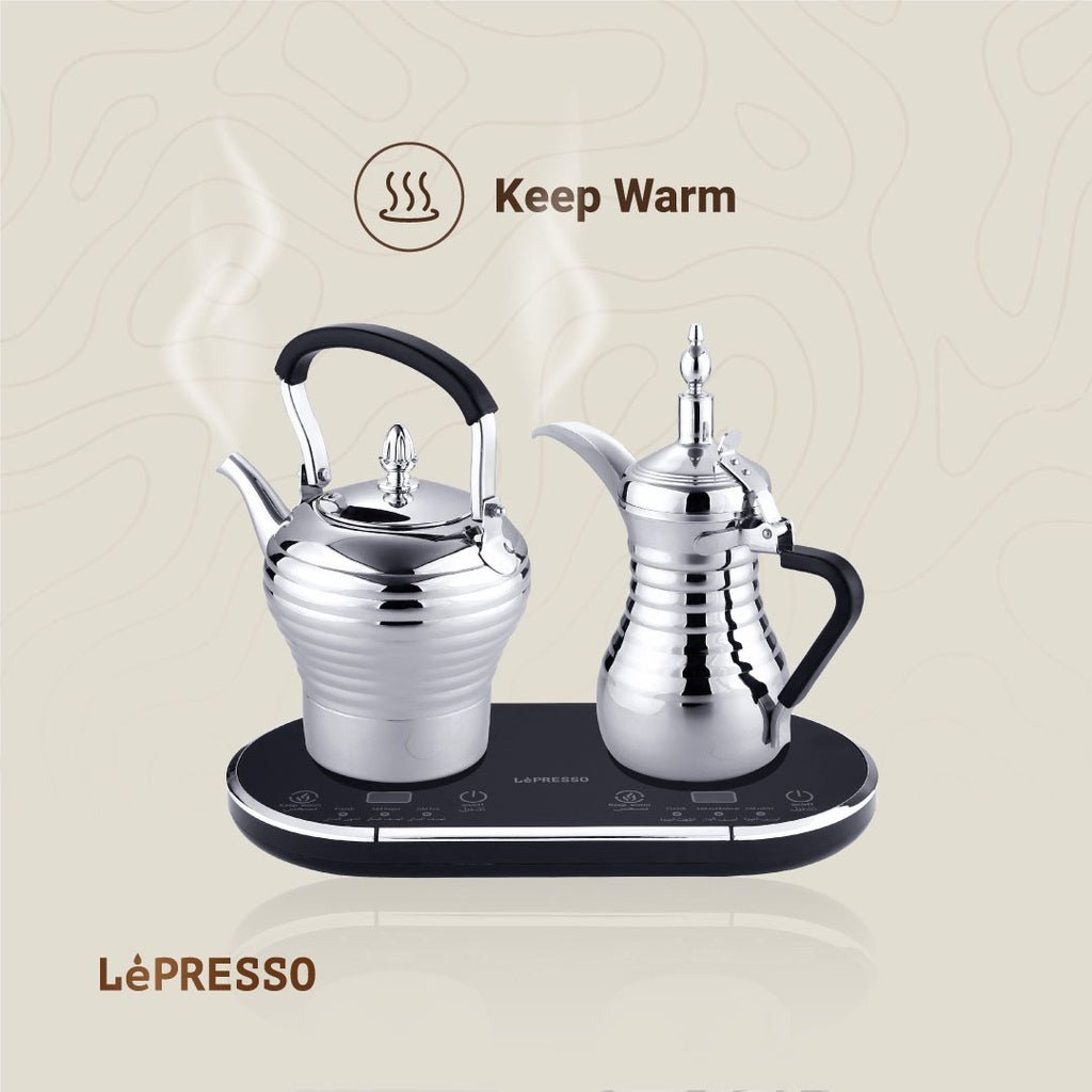 دلة كهربائية مزدوجة ذهبية للقهوة العربية والشاي من Lepresso