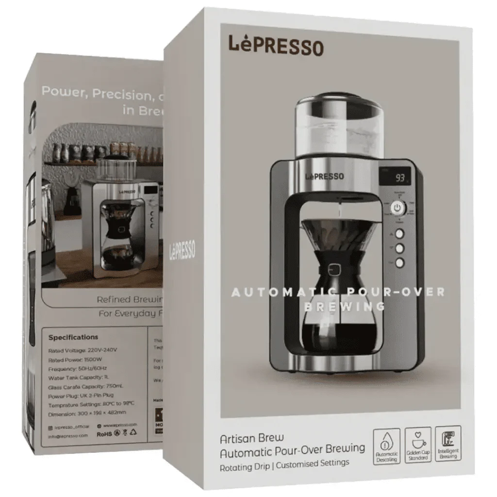 ماكينة Lepresso Artisan Brew لتحضير البور أوفر التلقائي مع إبريق زجاجي