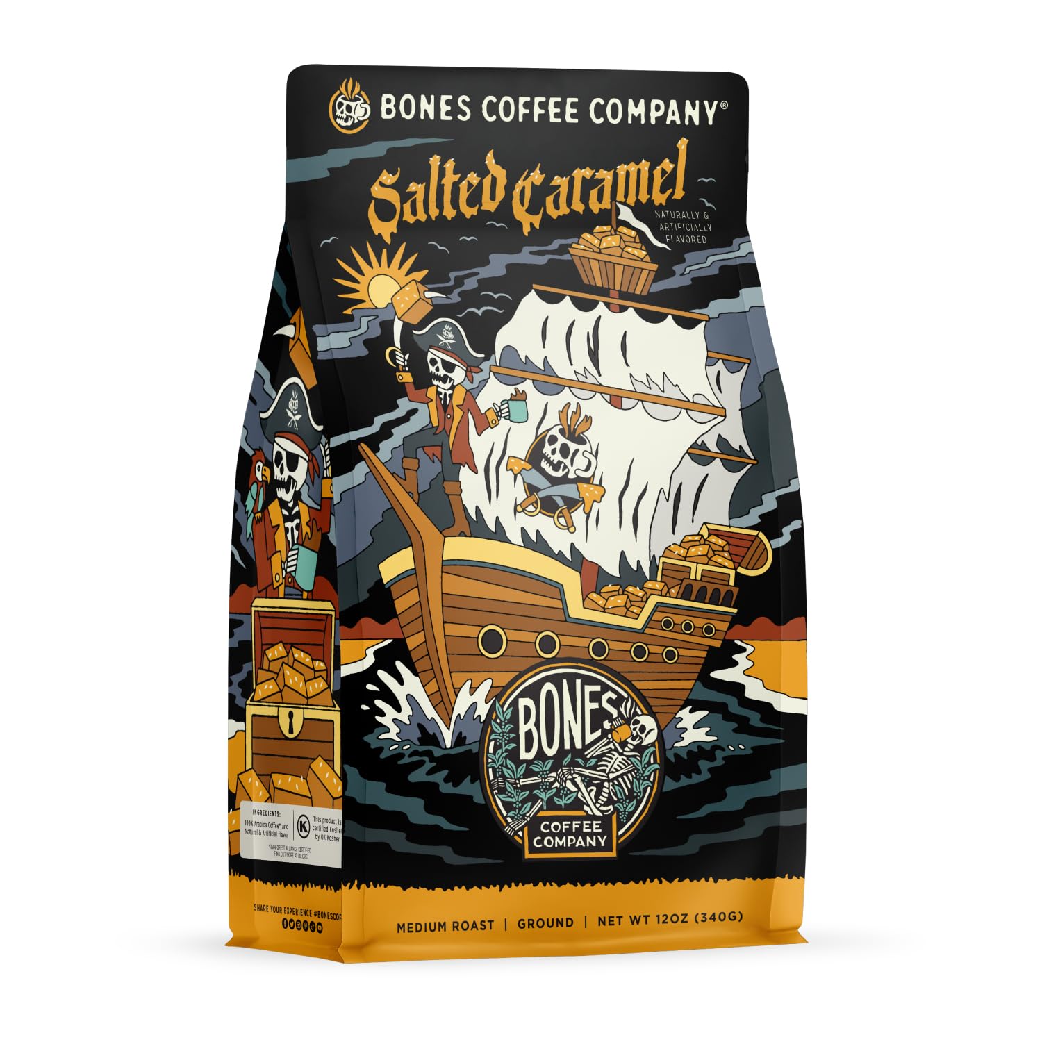 كيس قهوة كراميل مملح من Bones Coffee بوزن 340 جم