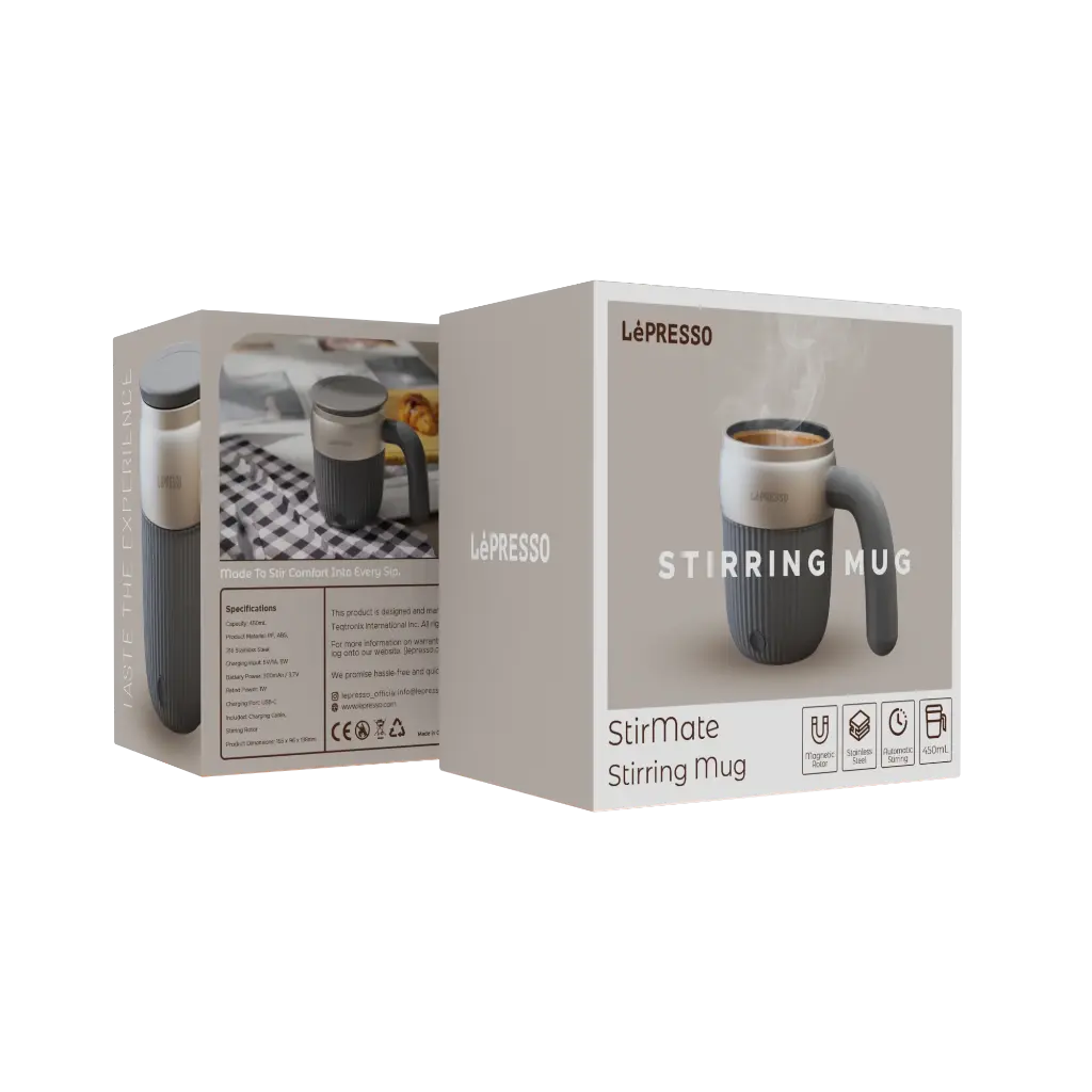 كوب ليبريسو StirMate المغناطيسي ذاتي التحريك 450 مل - رمادي