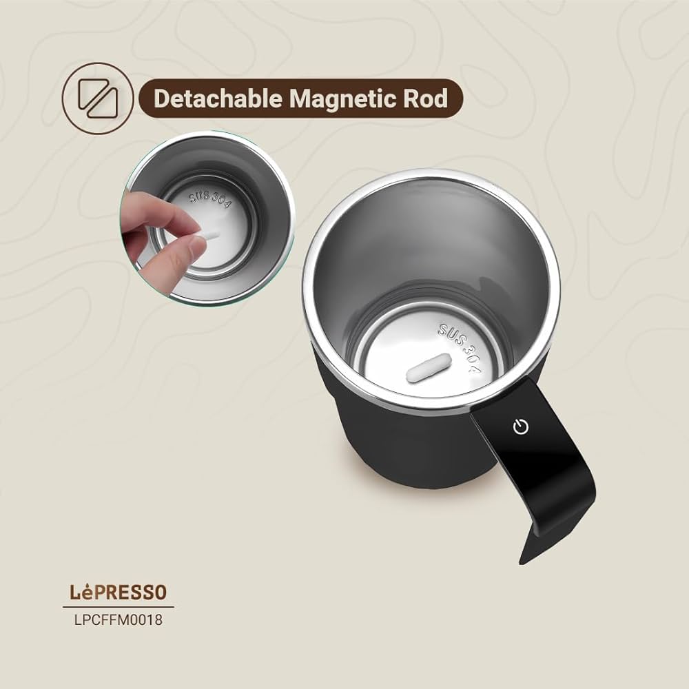 كوب التحريك الذاتي LePresso StirMagic باللون الأسود سعة 380 مل