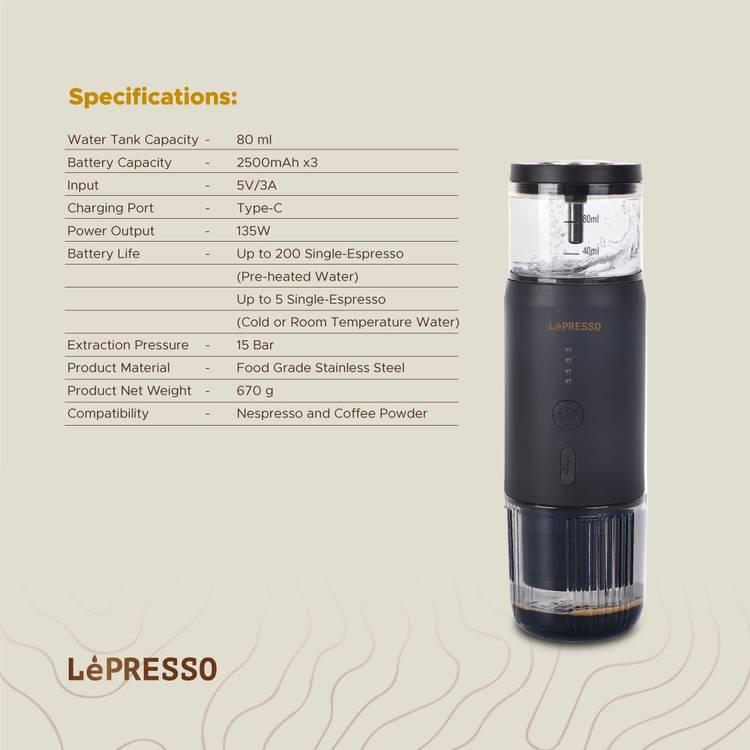 ماكينة إسبريسو محمولة من الفولاذ المقاوم للصدأ من LePresso