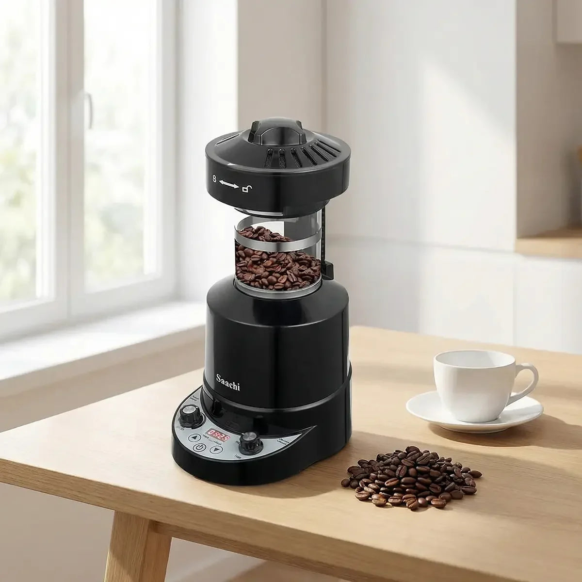 محمصة قهوة هوائية بسعة 100 جرام - أسود