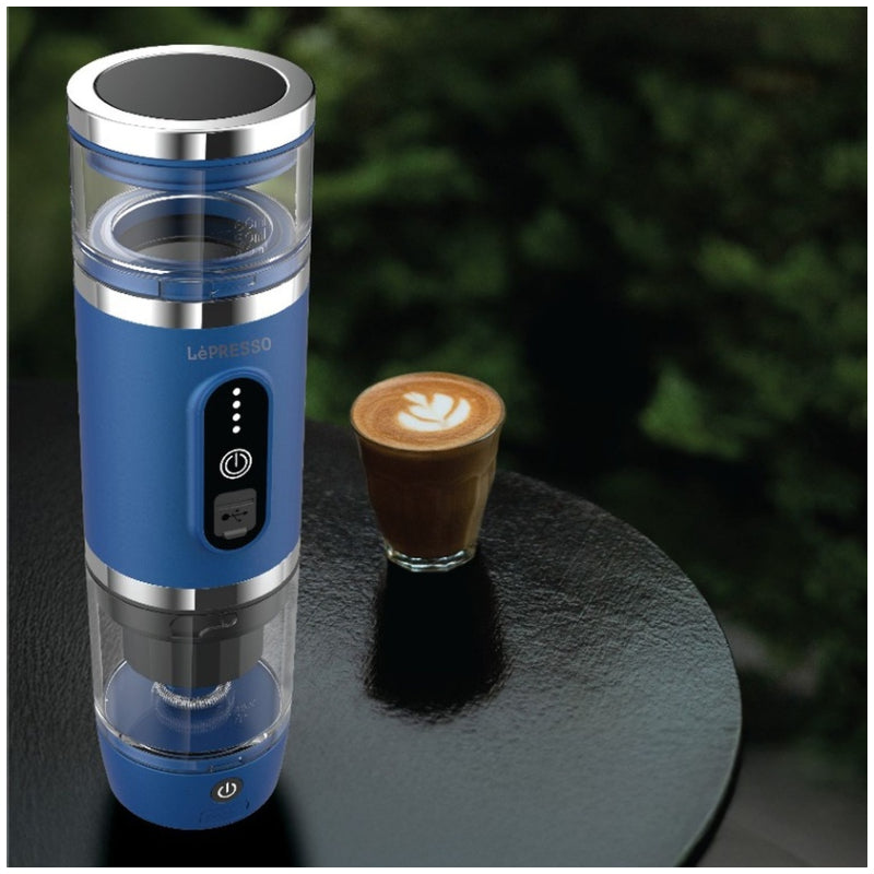 LePresso Portabrew 4-in-1 Portable Coffee Machine with Milk Frother - Blue